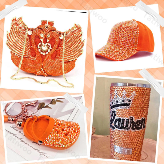Tatiwoo orange 3mm flatback rhinestones for bold garment accents