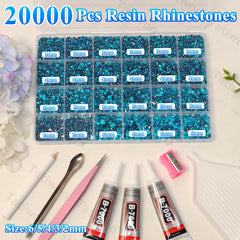 Tatiwoo peacock blue rhinestones 2–6mm ideal for precise detailing.