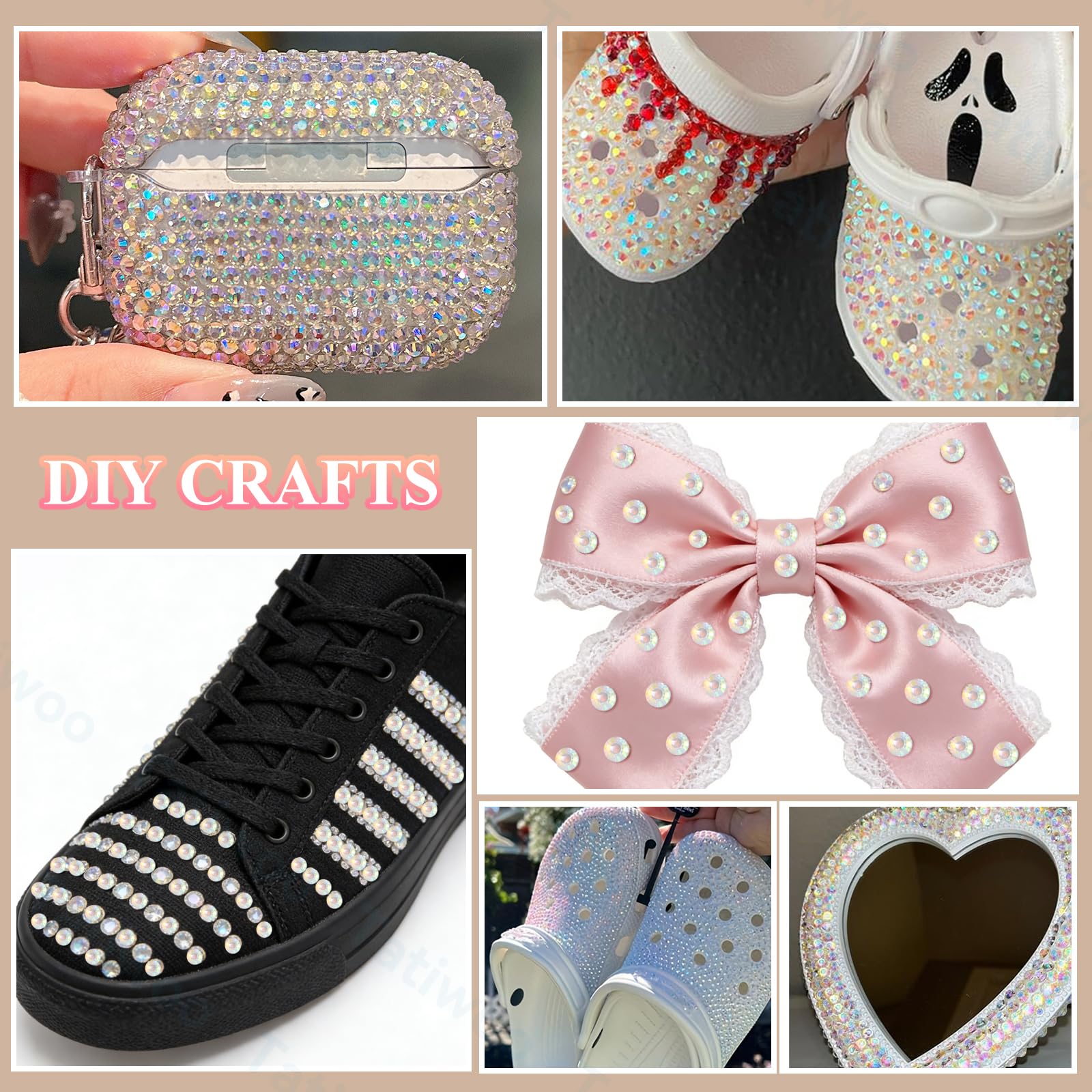 Tatiwoo premium resin crystal clarity enhances rhinestone sparkle.