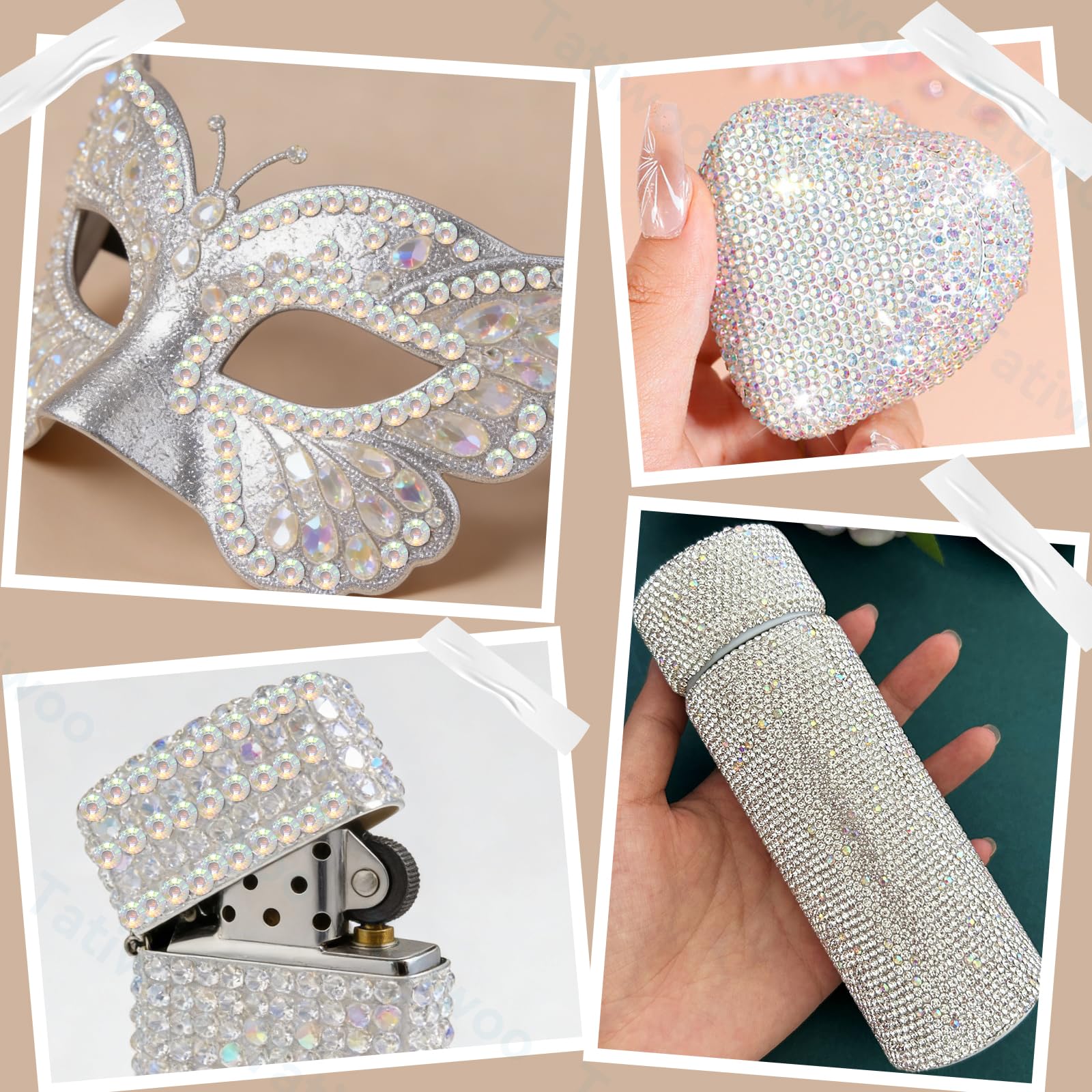 Tatiwoo rhinestones for face makeup art with secure application.