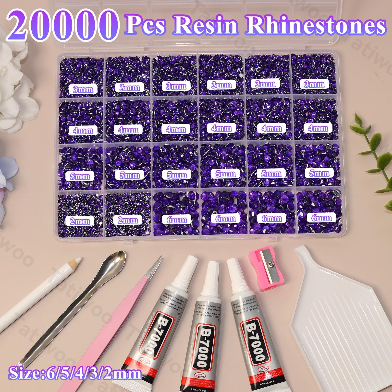 Tatiwoo Roland purple flatback rhinestones in 3mm for smooth edges on fabric