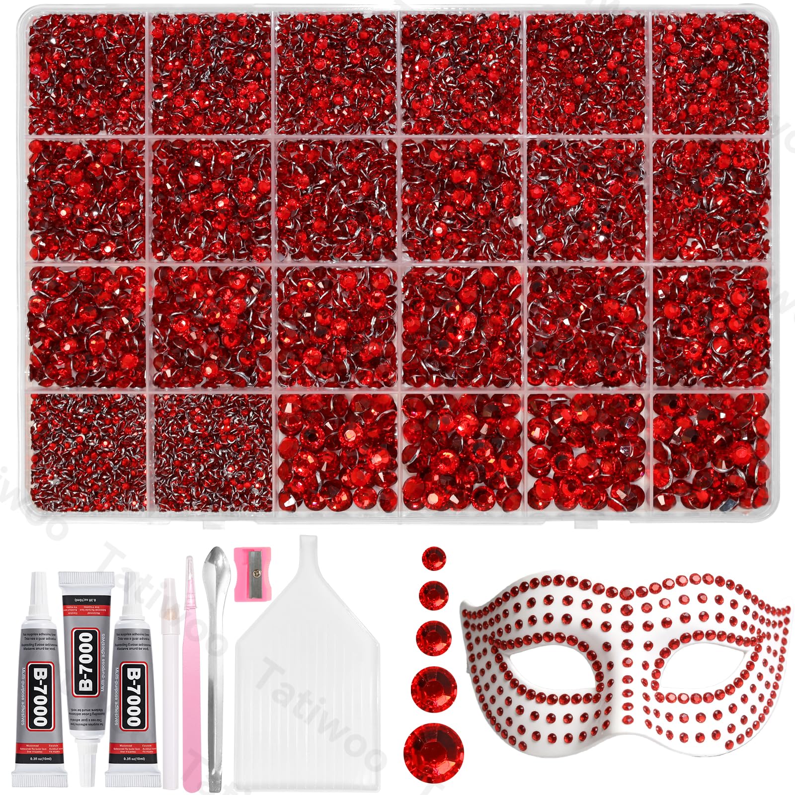 Tatiwoo Ruby Red flatback rhinestones 20k pack for sparkling embellishments