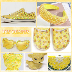 Tatiwoo yellow rhinestones for face and body art, versatile makeup accents.
