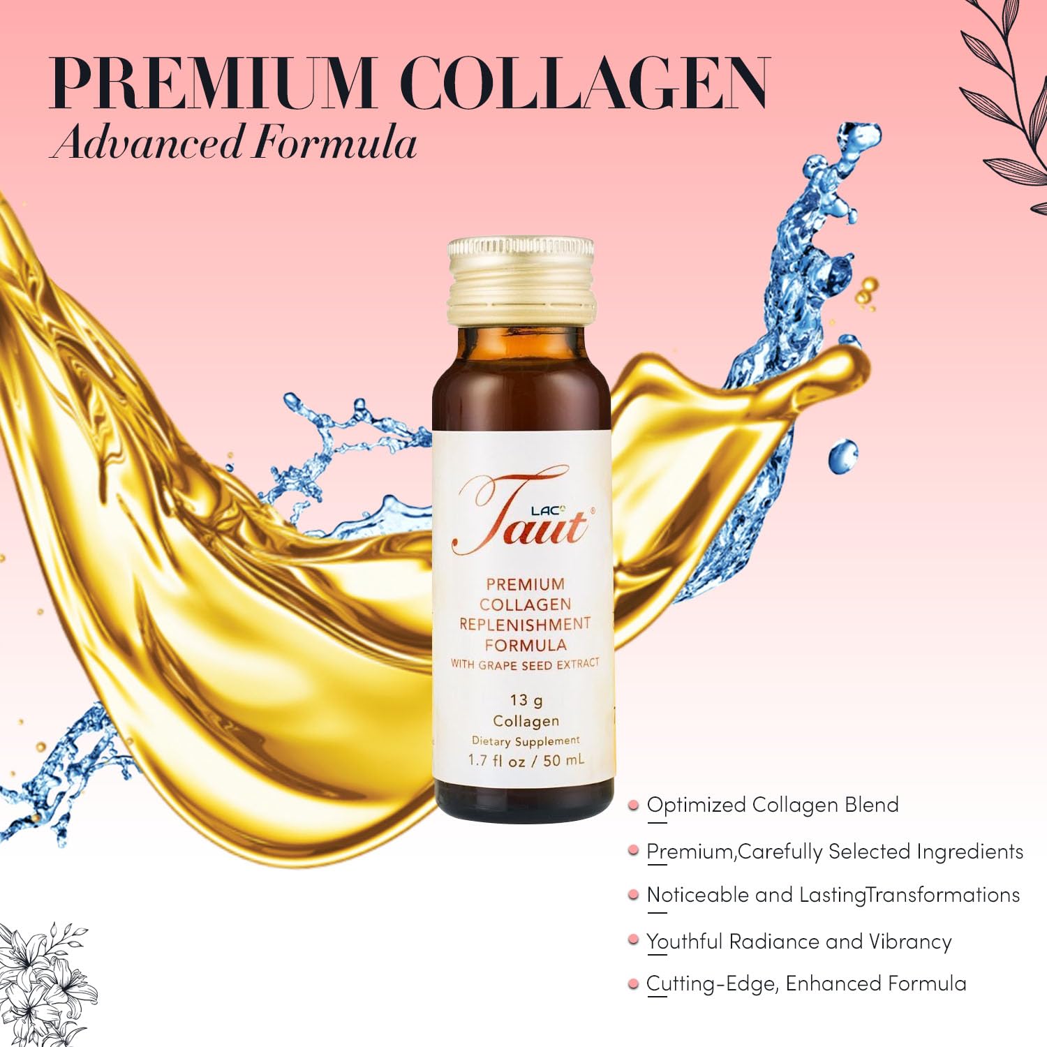 Front packaging of TAUT Liquid Collagen for Women