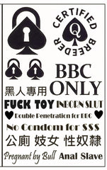 Tavens dirty Chinese and Japanese phrases tattoo sheet for edgy outfits.
