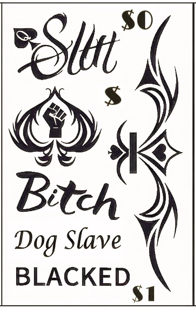 Tavens edgy phrases tattoo sheet for dramatic costume detail.