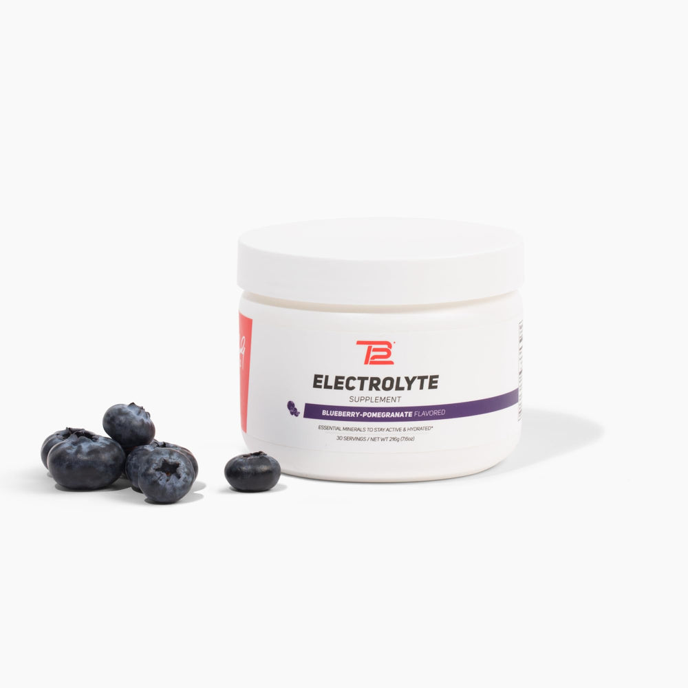 TB12 Electrolyte Powder Blueberry Pomegranate 30-serving jar front view