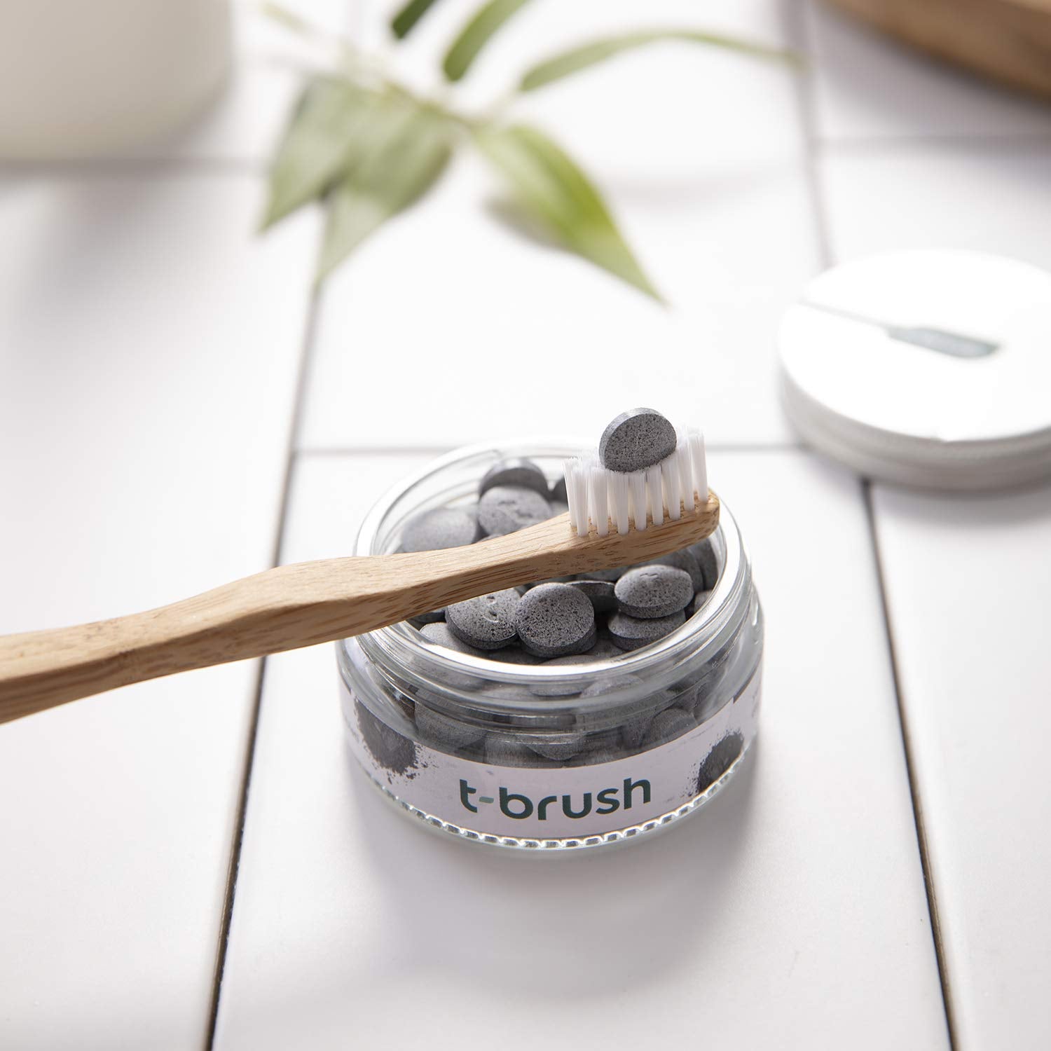 Reusable glass bottle packaging for T-brush
