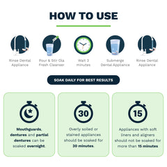 Removable dental appliance soaking in mint cleaning solution
