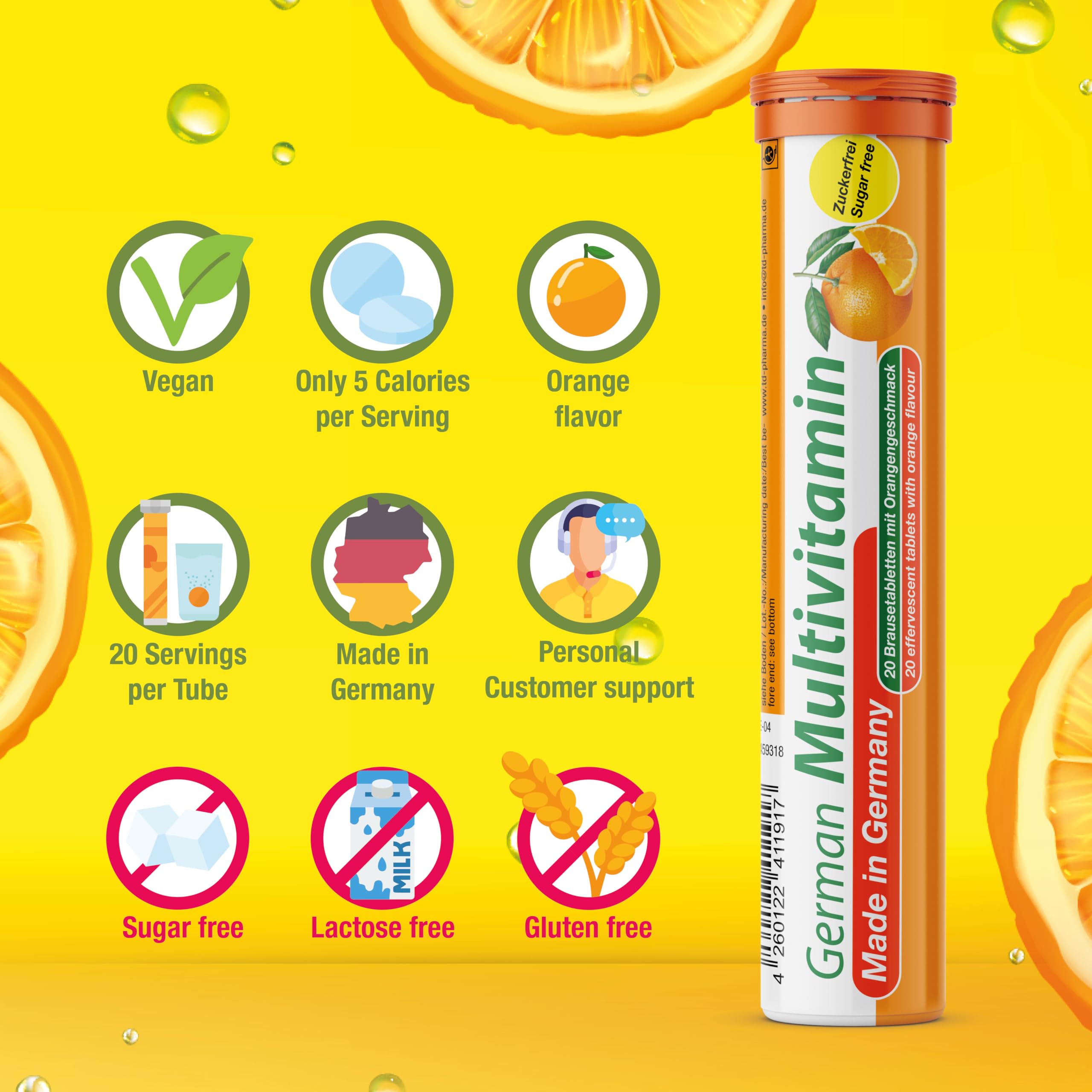 Lemon flavor vegan drink effervescent tablet by T&D German Vitamin & Minerals