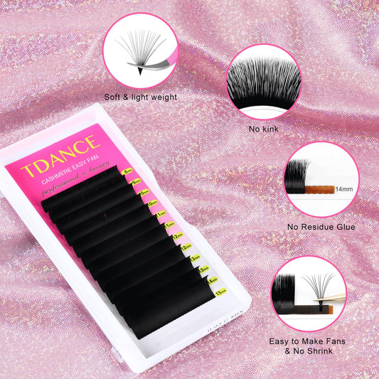 TDANCE 0.03mm curl lashes on strip for easy fanning