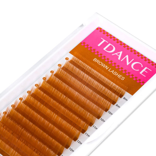 TDANCE brown lash extensions 0.03-0.15mm variety for lightweight natural-looking volume.