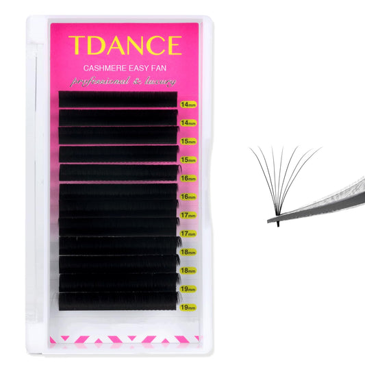 TDANCE cashmere easy-fan lashes packaging shows premium quality and easy handling.