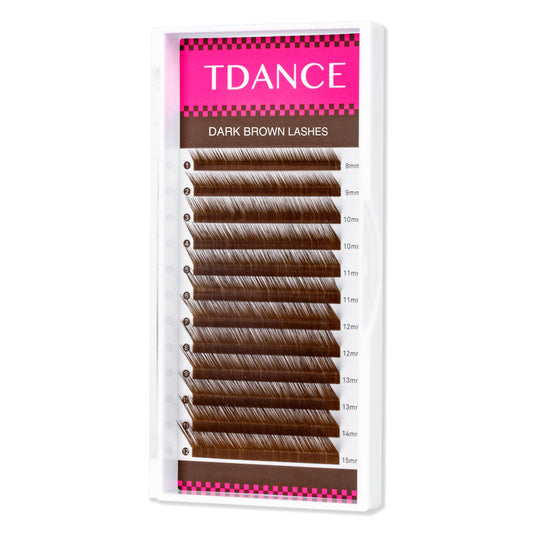 TDANCE dark brown lash extensions color pack for natural-looking color pop.