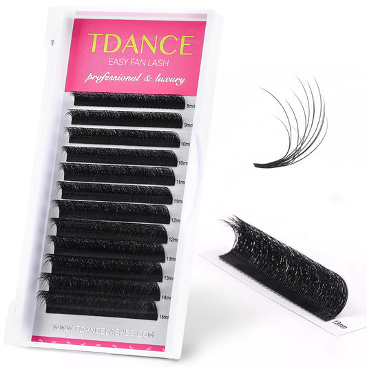 TDANCE Easy Fan Lash Extensions close-up showing natural layered texture for a subtle flutter