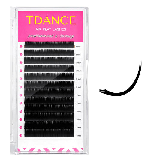 TDANCE flat lashes air-flat close-up shows lightweight structure for natural fullness.