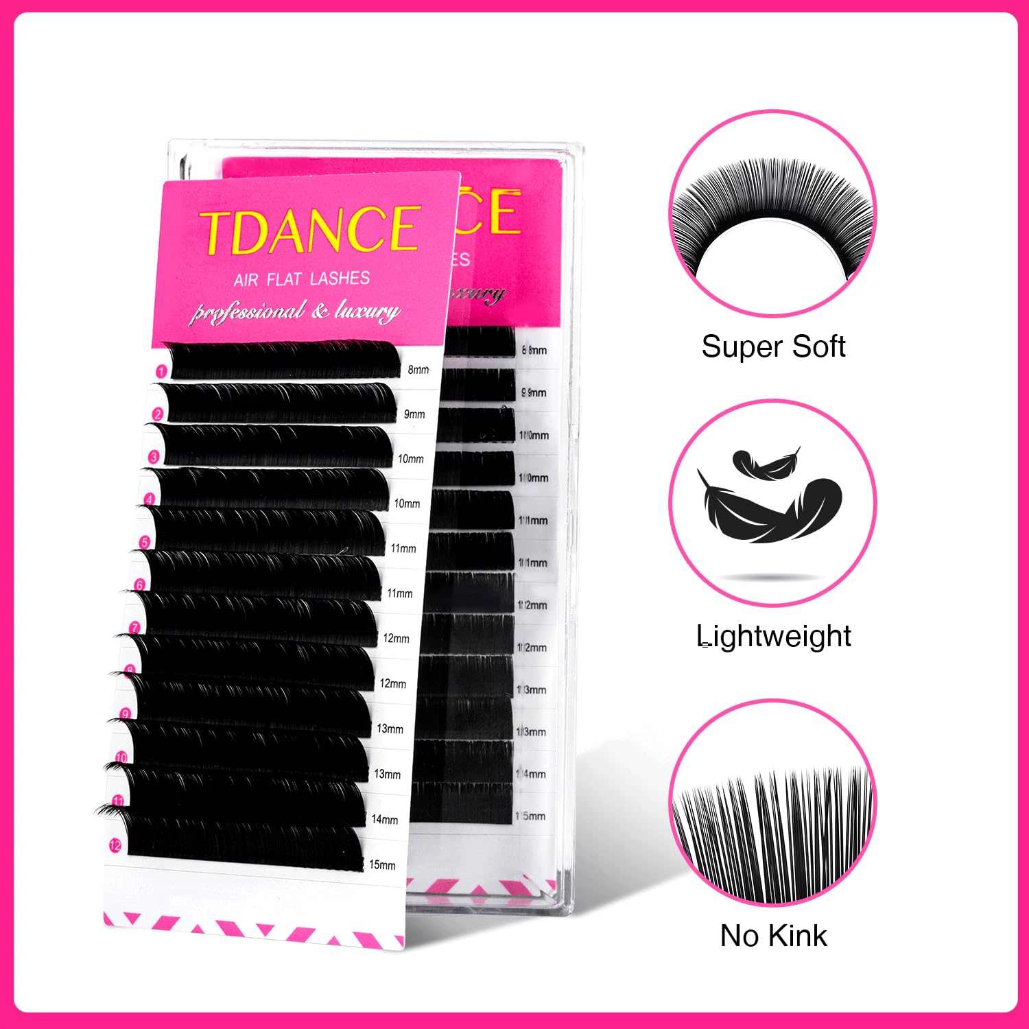TDANCE matte black flat lashes close-up for a seamless natural finish.