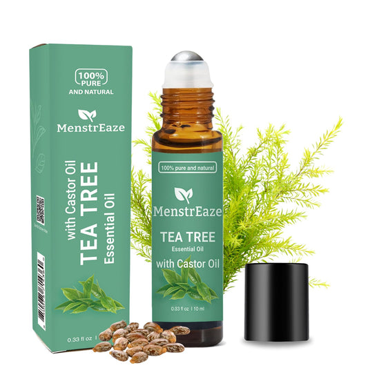 Front view of Tea Tree & Castor Oil Roll-On bottle (10ml)