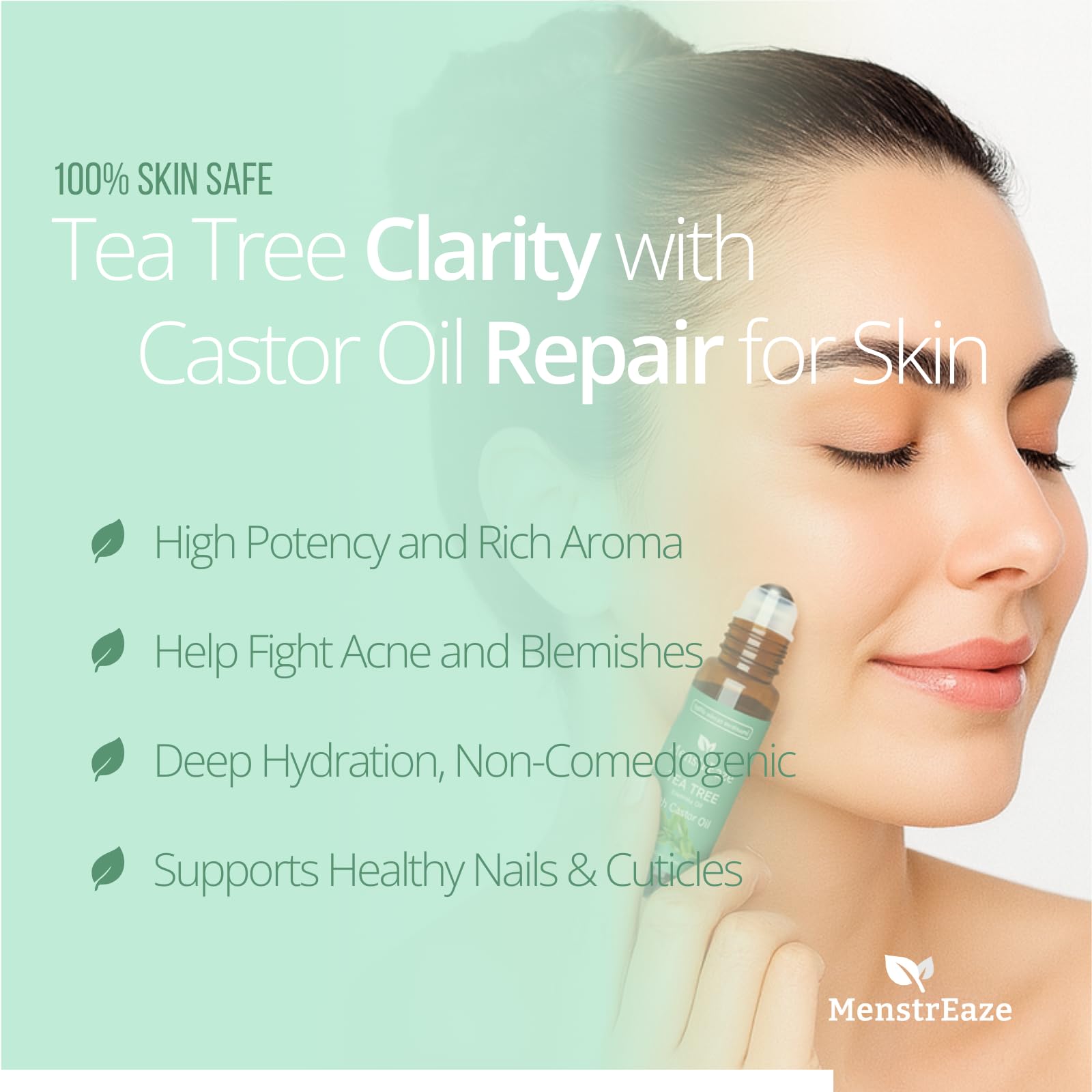 Graphic highlighting Tea Tree Oil and Castor Oil ingredients