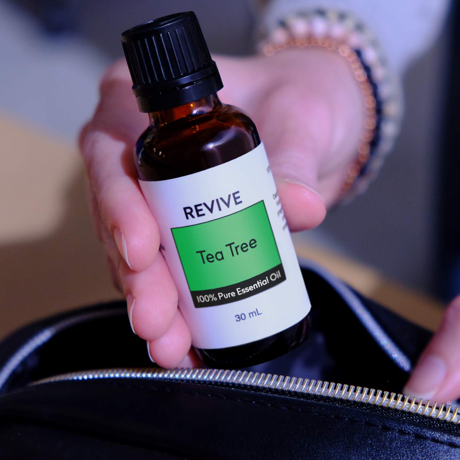 Label close-up of Revive Tea Tree Essential Oil 30mL