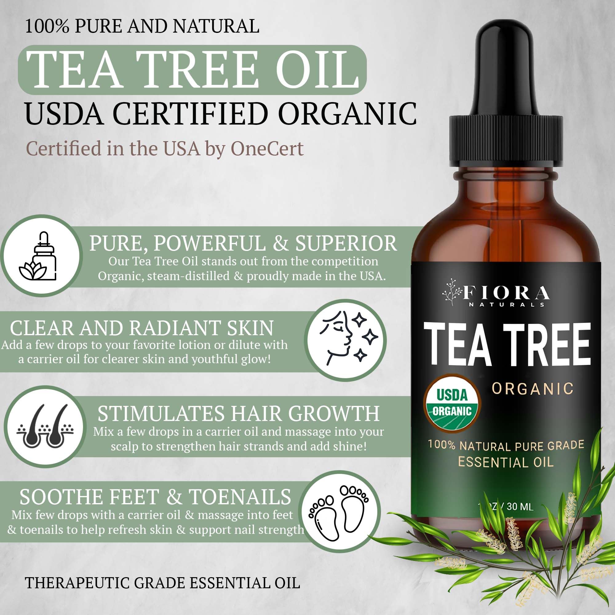 Packaging box for Fiora Naturals Tea Tree Oil