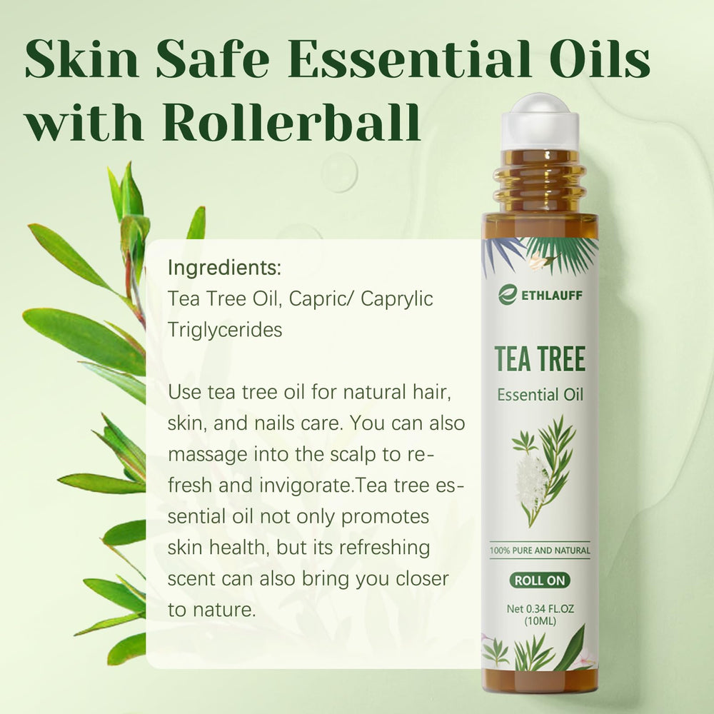 Front view of Tea Tree Oil Roll On packaging