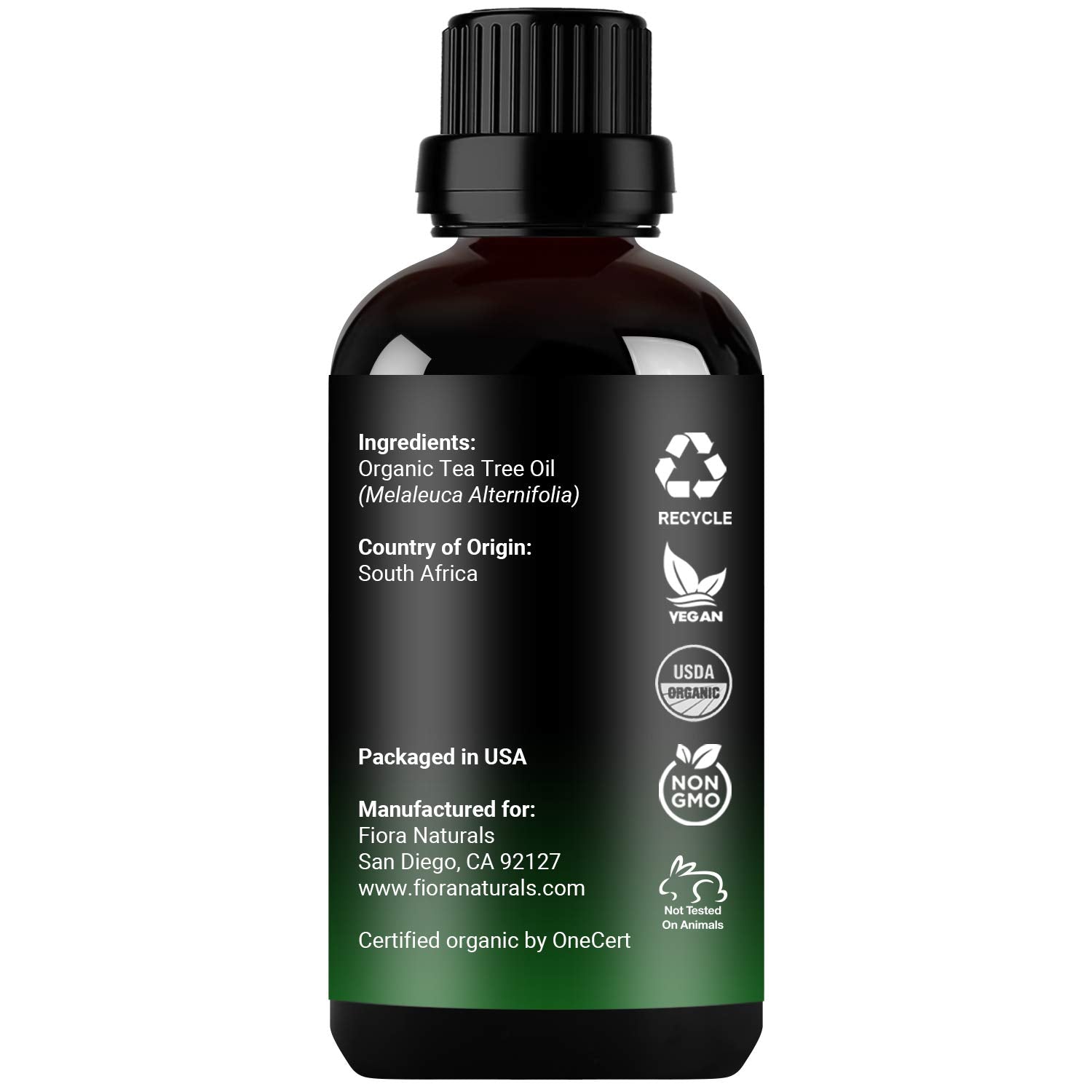 USDA Organic certification label on Tea Tree Oil bottle