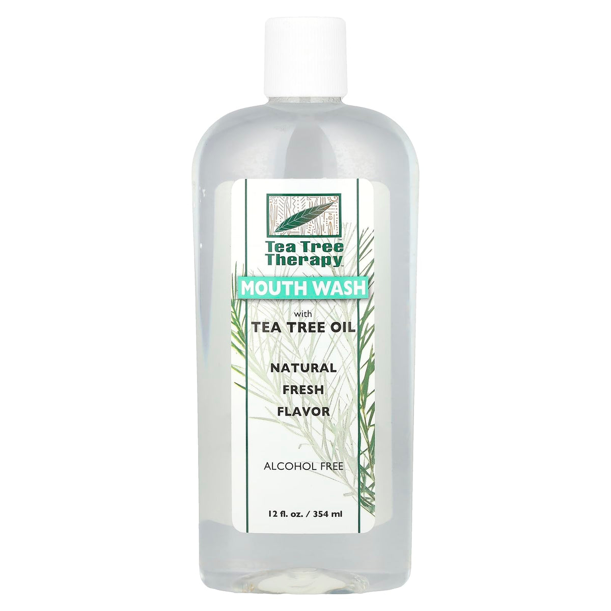 Tea Tree Therapy Mouthwash bottle front view, 12 oz