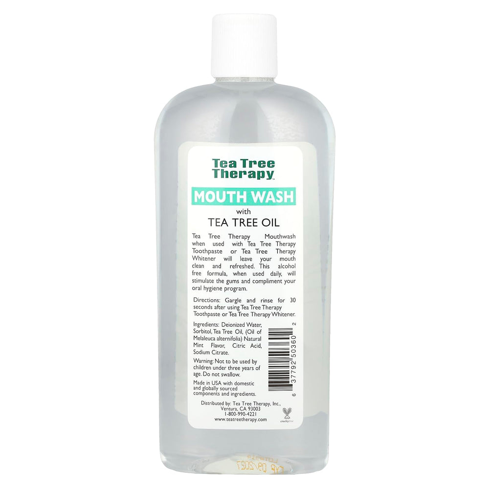 Three bottles of Tea Tree Therapy Mouthwash Alcohol Free 12 oz in 3-pack