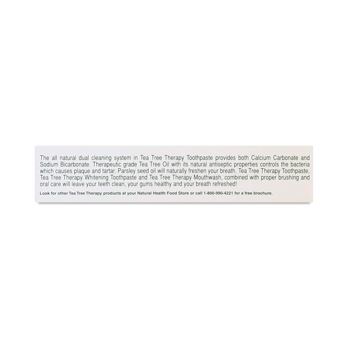 Back packaging view of Tea Tree Therapy bottle showing size and logo