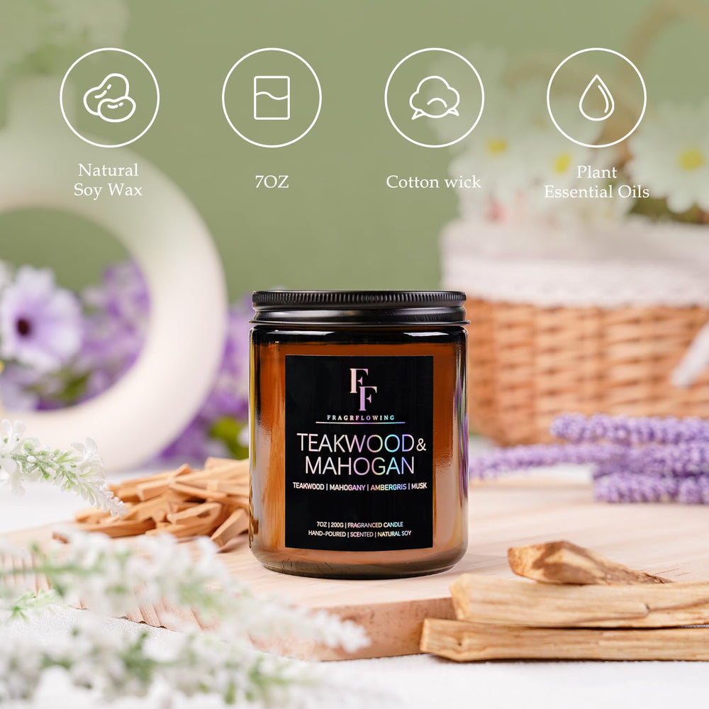 Aromatherapy ambiance created by Teakwood & Mahogany candle