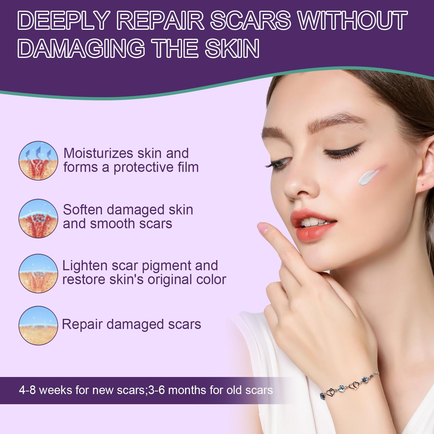 Tearich silicone scar cream applied on face suitable for sensitive skin