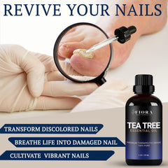 Tea tree oil applied to damaged toenails showing natural healing properties