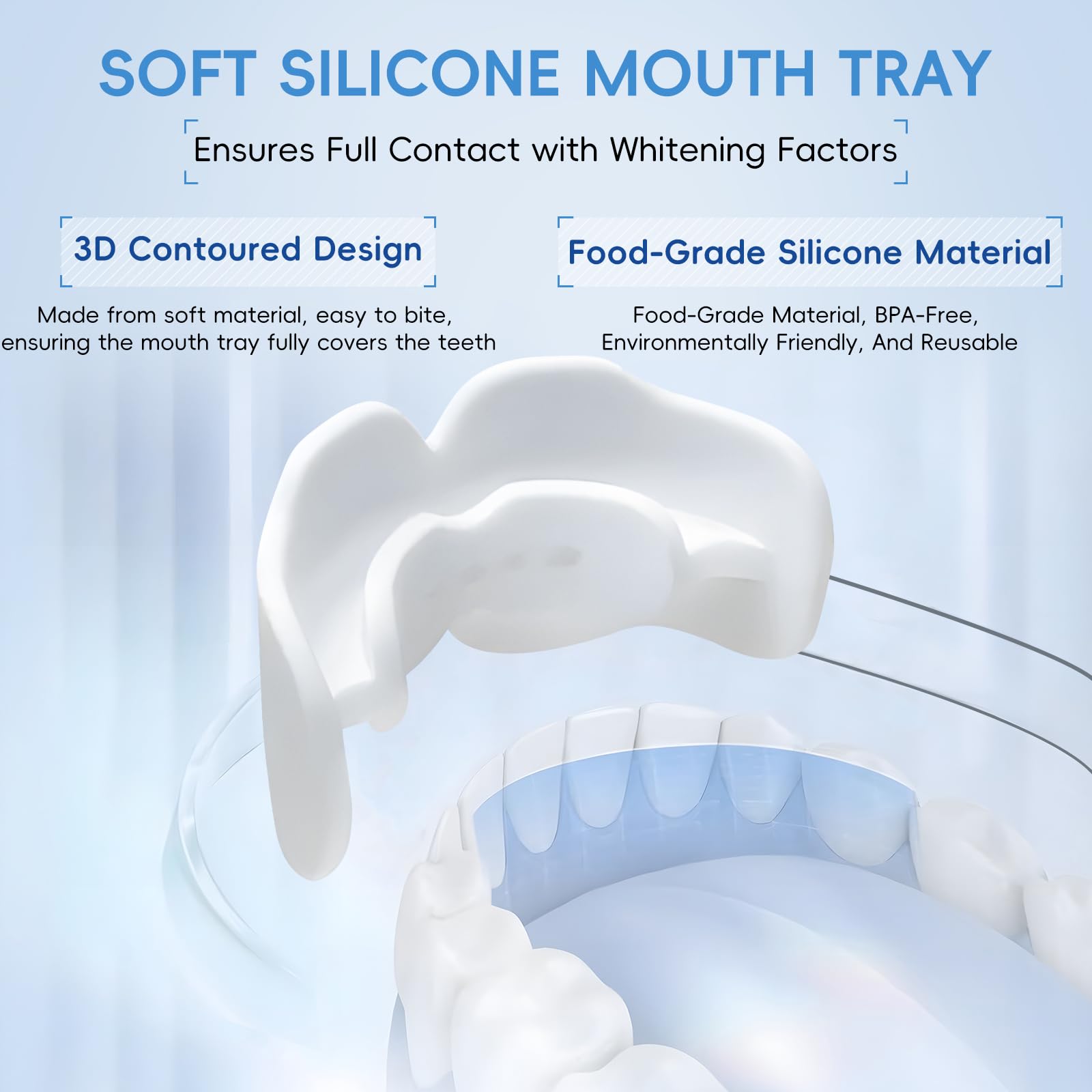 Whitening gel tube and mouth tray ready for use