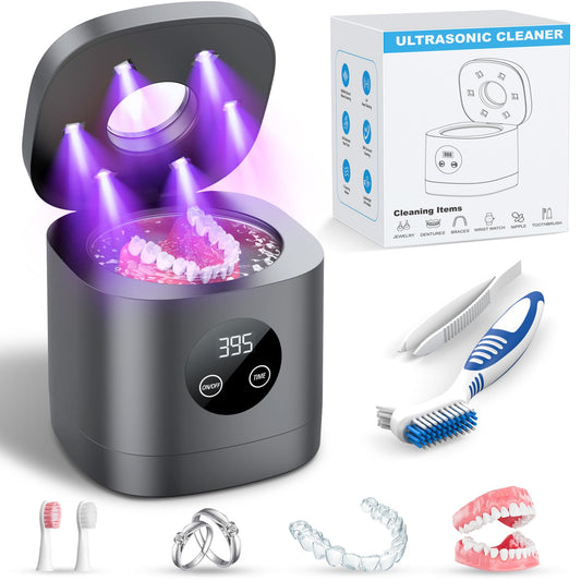 Front view of TEBAL Ultrasonic Retainer Cleaner in black