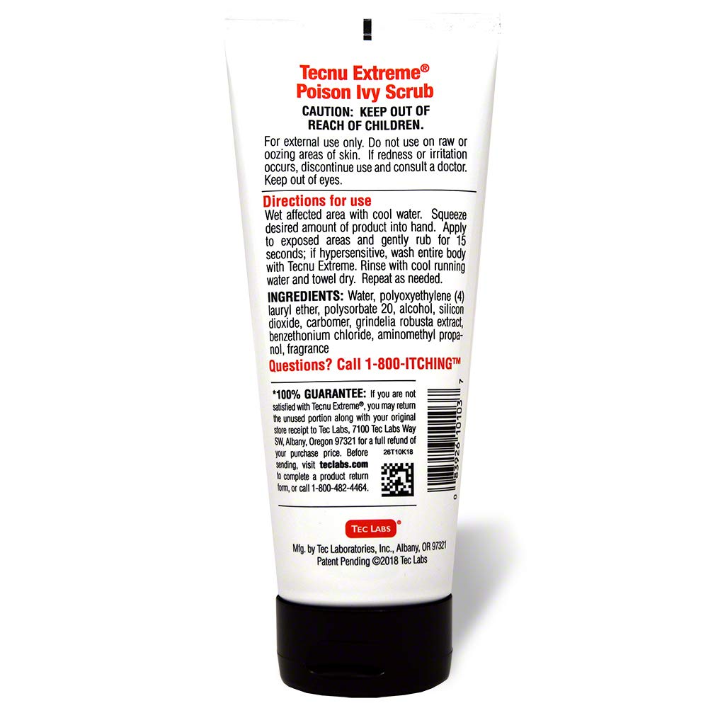 tecnu extreme poison ivy scrub applied for a quick 15-second cleanse on skin