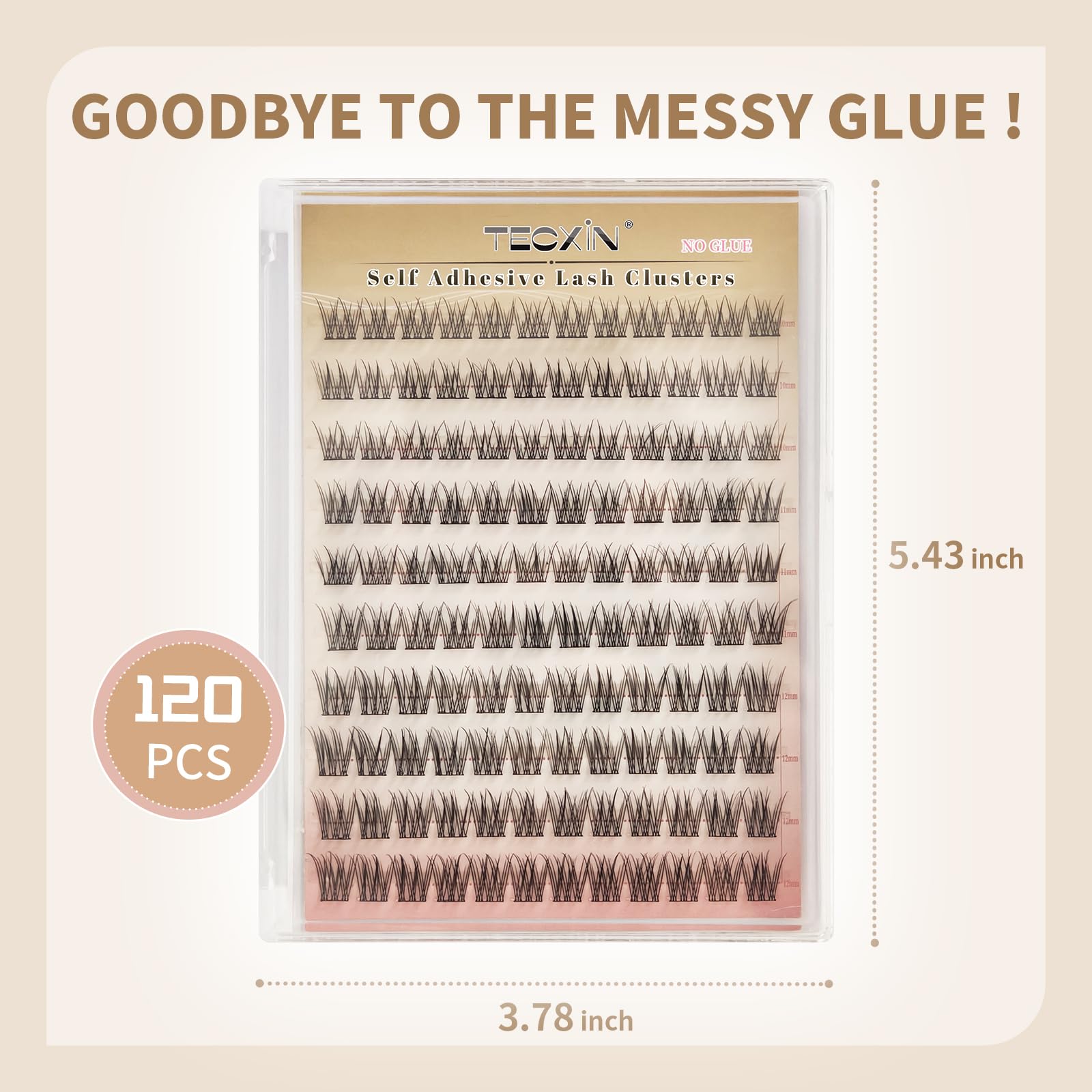 Tecxin self-adhesive lash clusters applied quickly without glue mess.