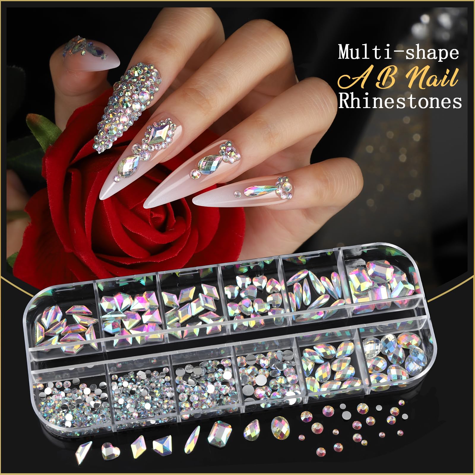 Teenitor gold rhinestones for nails add luxurious shine and detail
