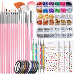 Teenitor Nail Art Brush Set with flat-head brushes for clean lines and precise fills.