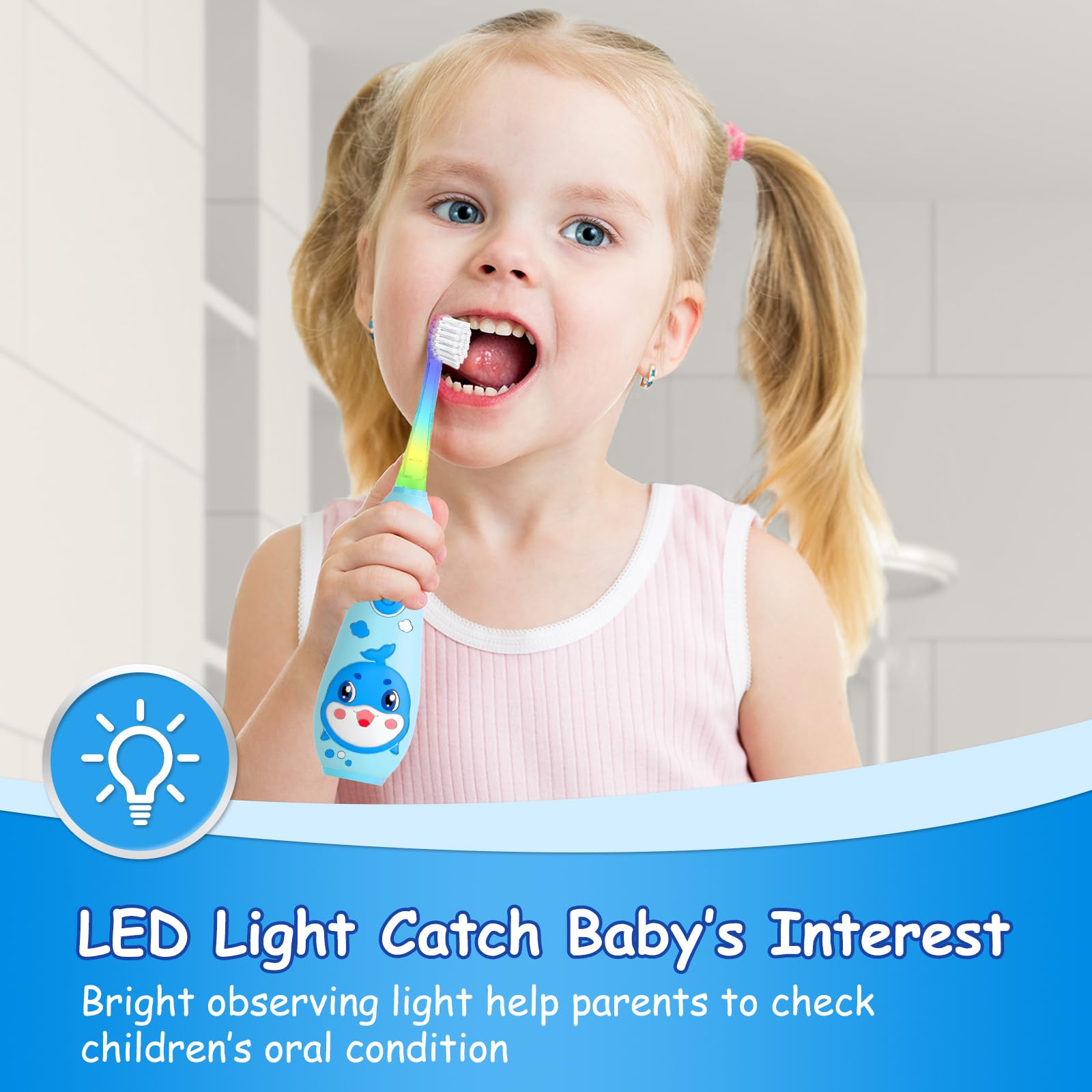 Teeteck Kids Electric Toothbrush Blue – side view