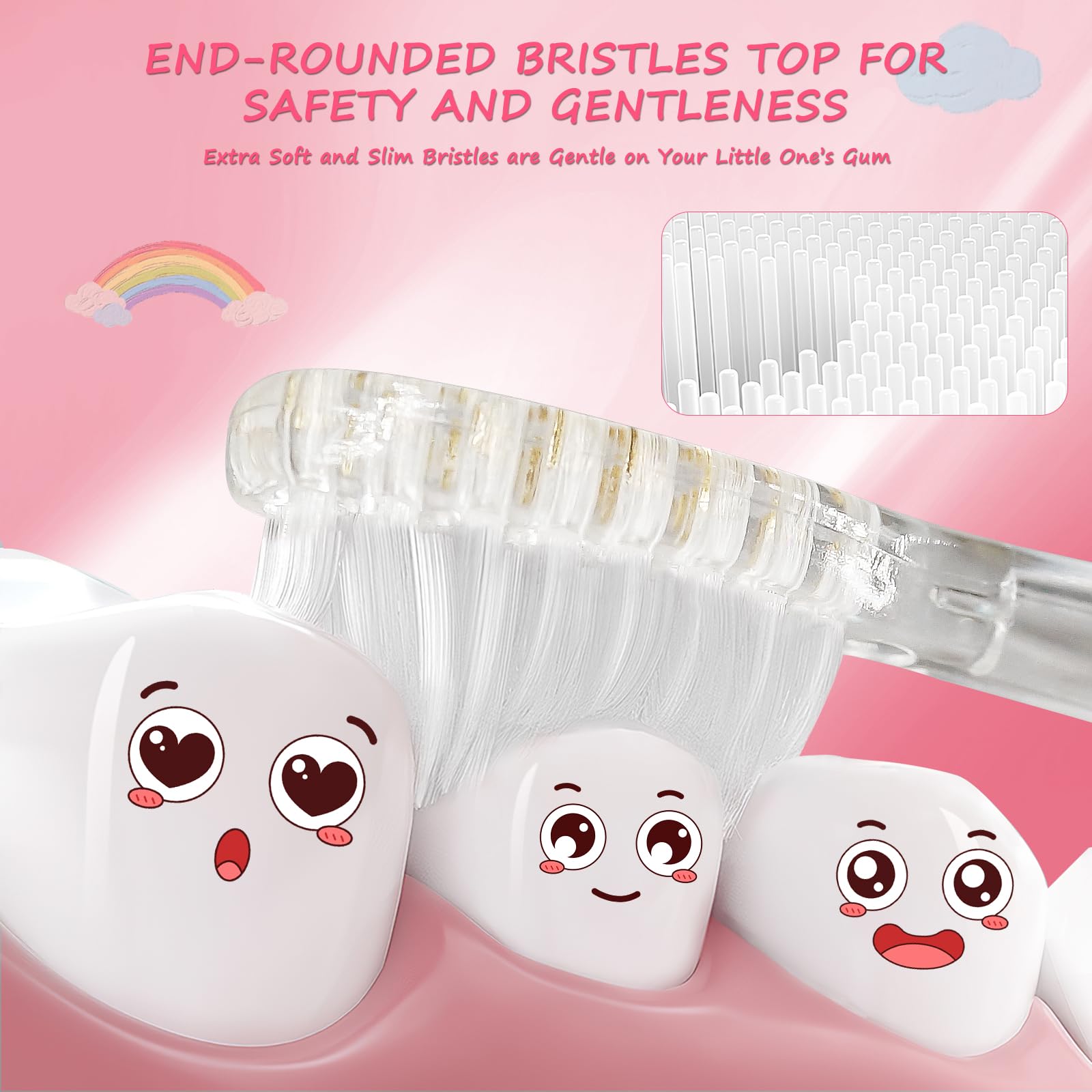 IPX7 waterproof pink kids toothbrush for shower use
