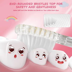 IPX7 waterproof pink kids toothbrush for shower use
