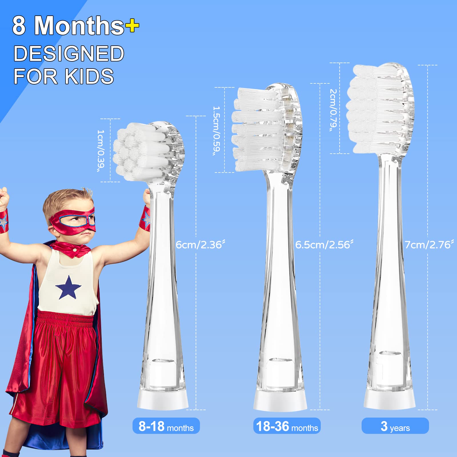 Pack of 5 Teeteck kids toothbrush replacement heads