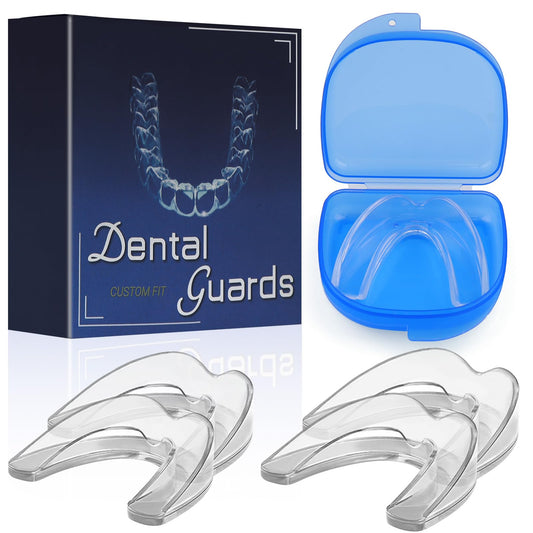 Close-up view of a clear mouthguard worn at night to prevent teeth grinding