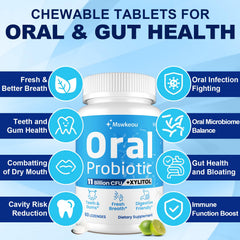 Teeth and gums scene with probiotic lozenges