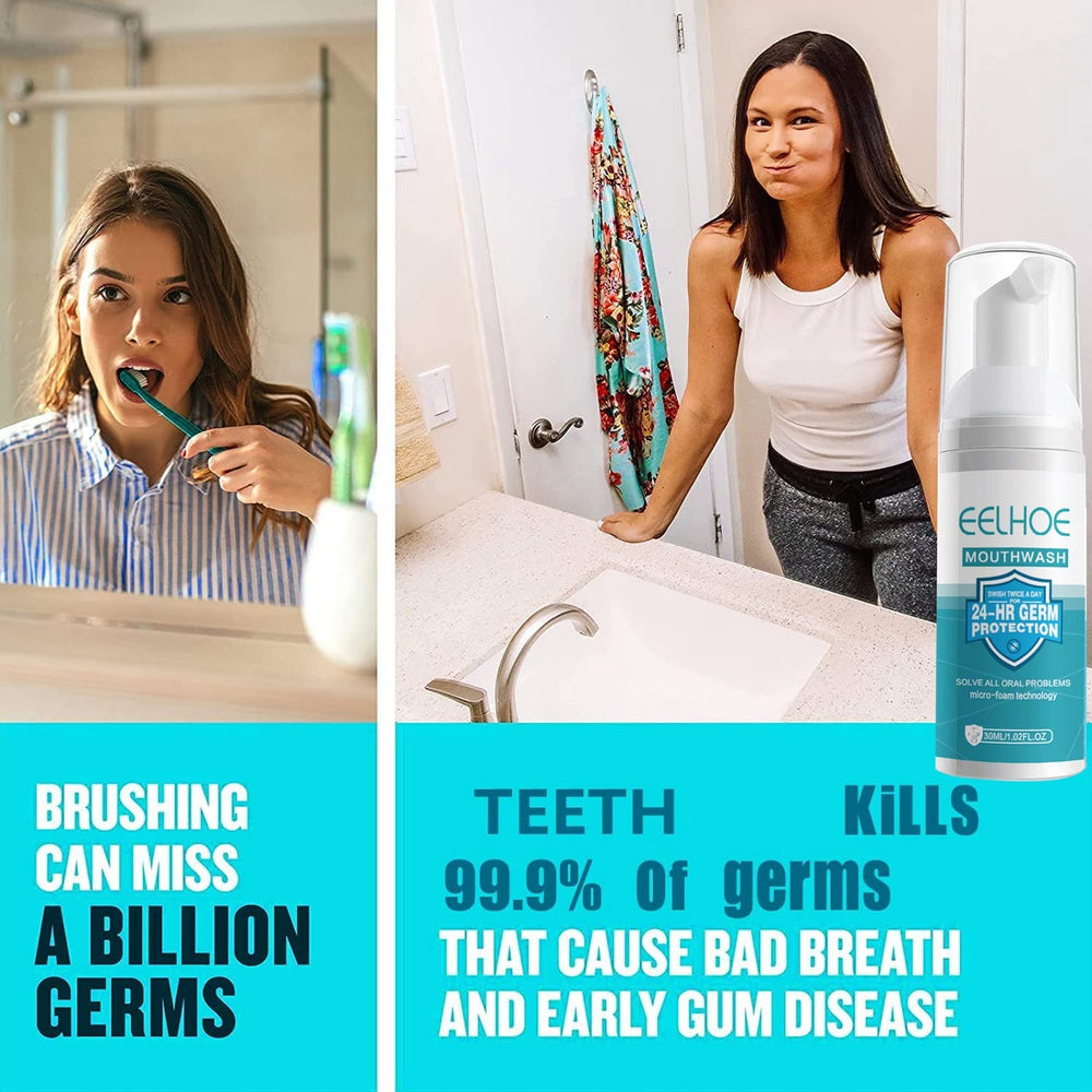 Foam being dispensed from Teeth Mouthwash Foam