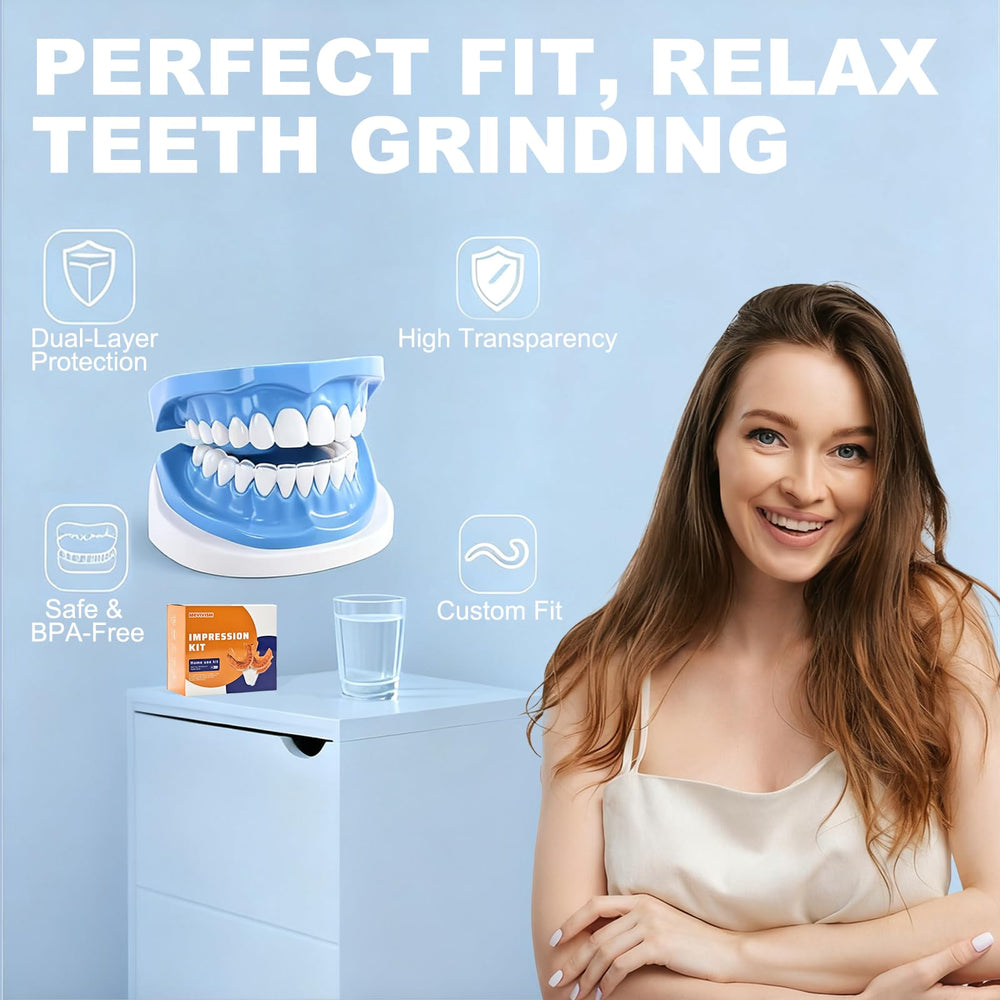 Illustration of teeth protected by a night guard against grinding and clenching