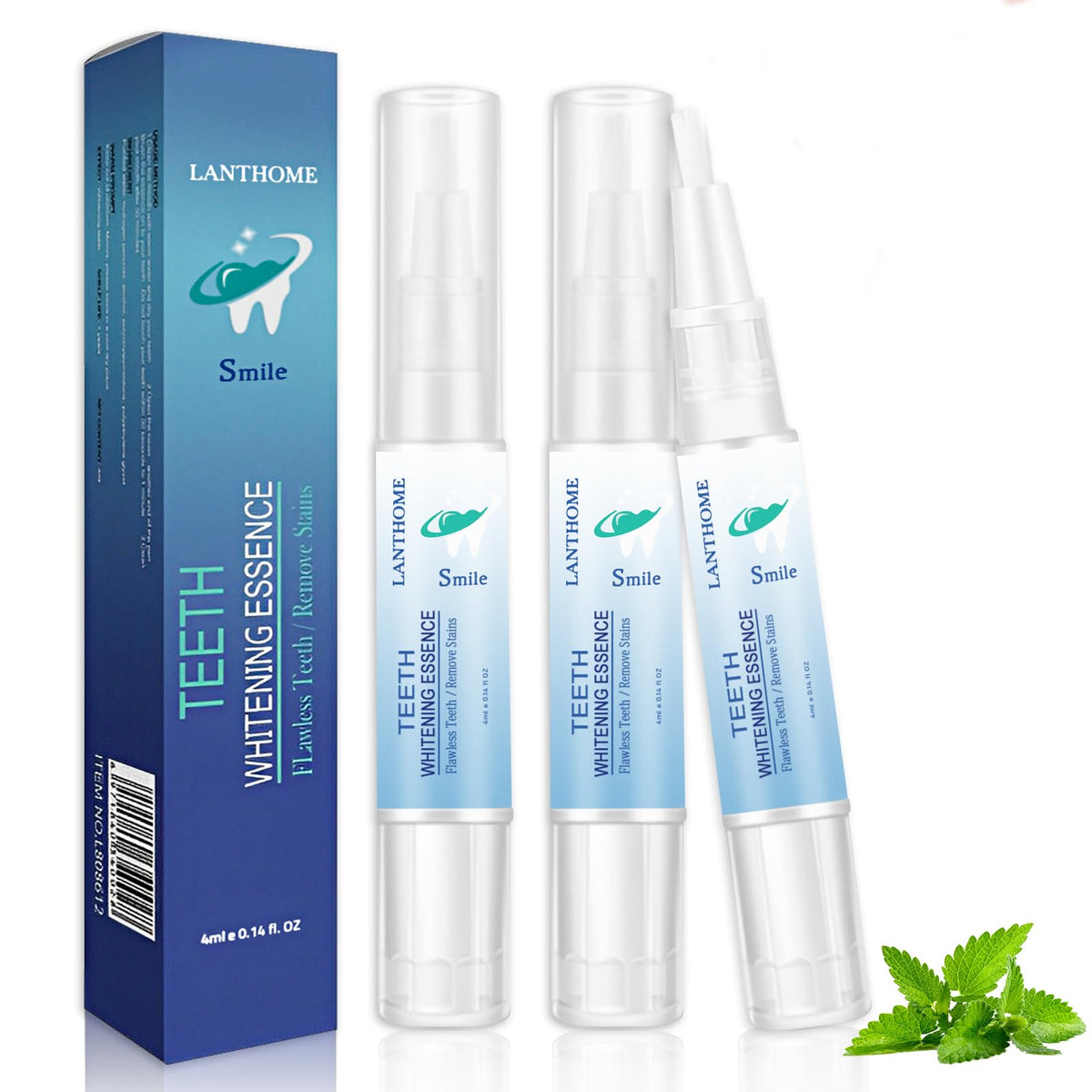 Teeth whitening essence pen packaging with mint flavor