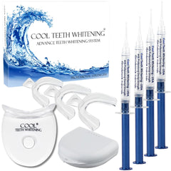 Teeth whitening kit with four 3ml gel syringes and instructions