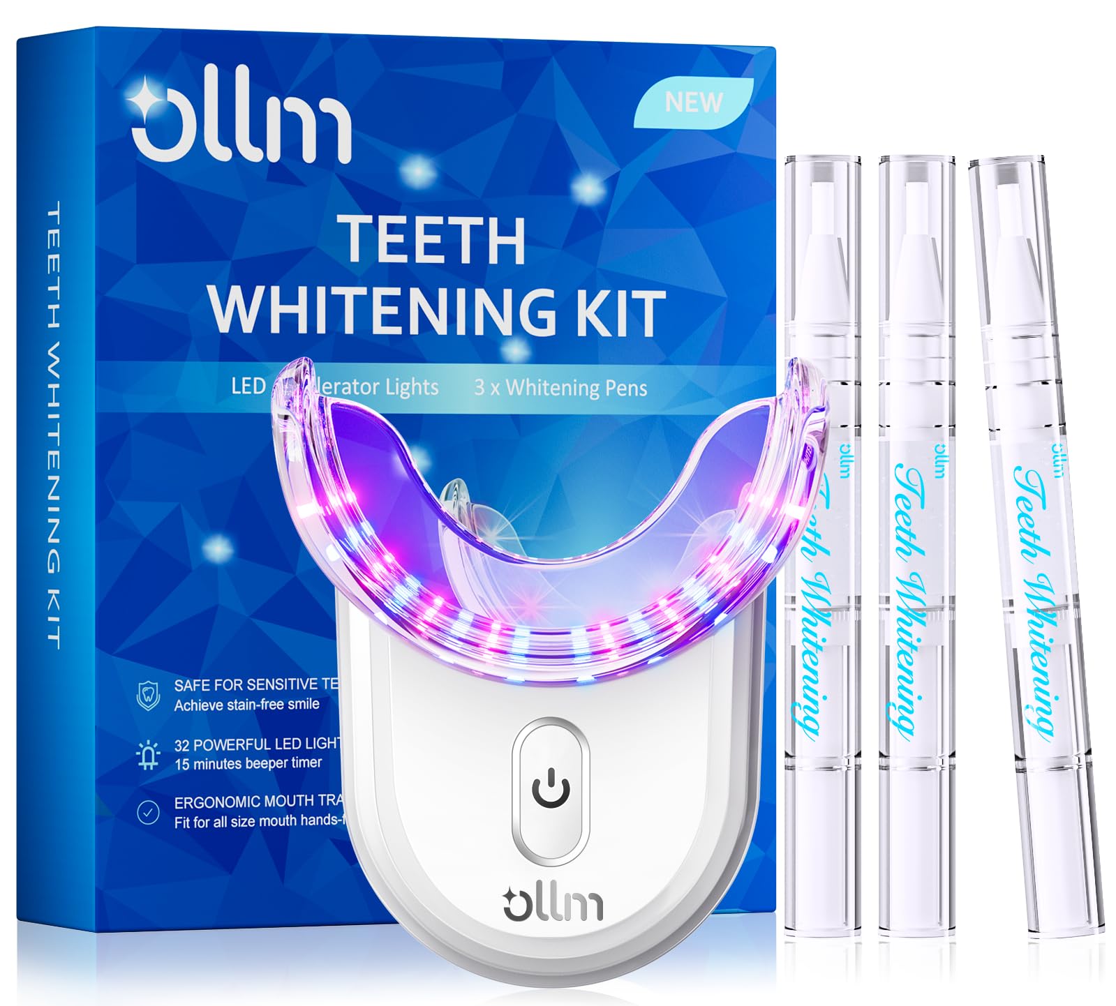 Ollm teeth whitening kit with ergonomic U-shaped mouth tray